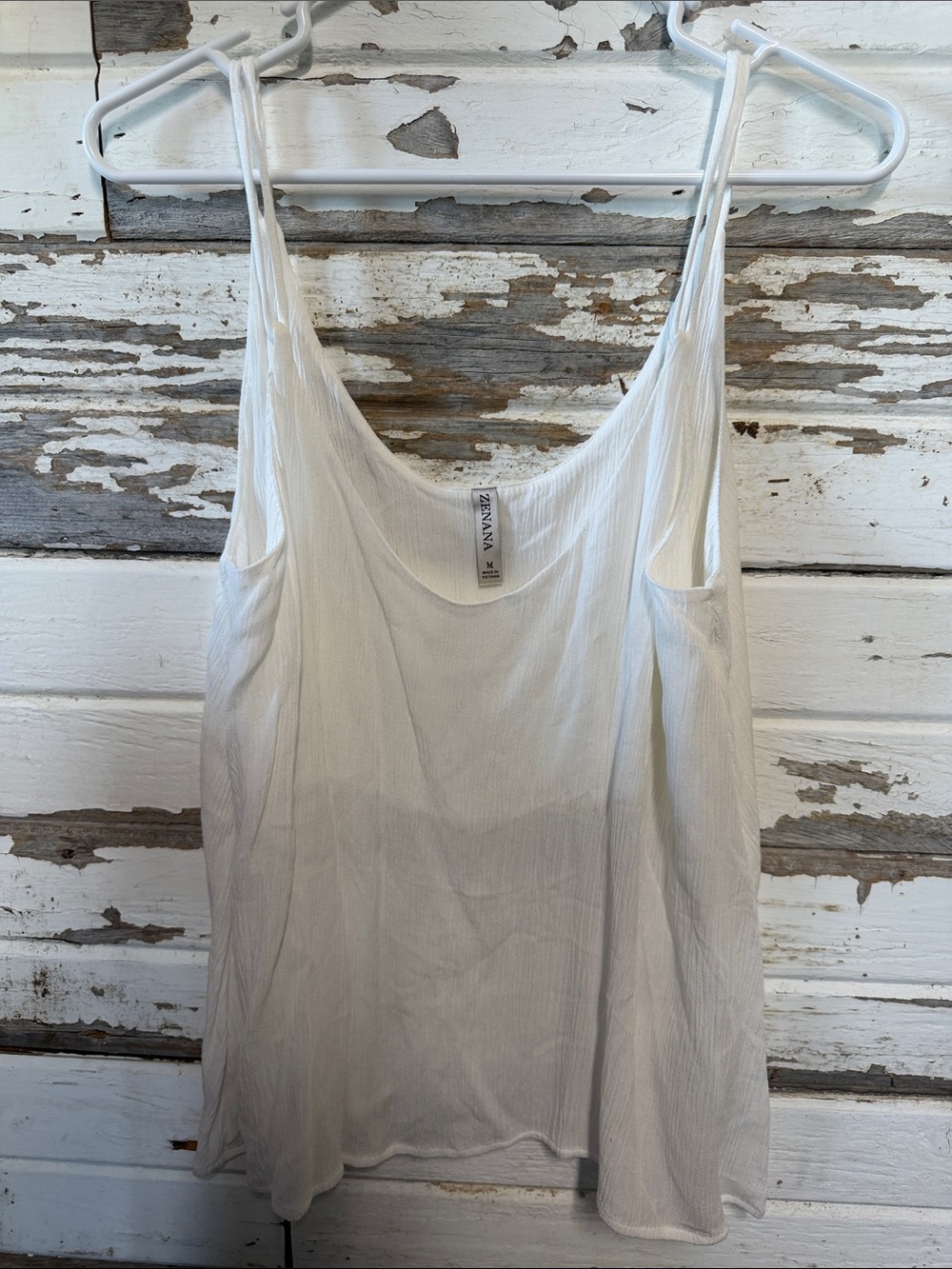 Zenana Outfitters White Ribbed Scoop Camisole